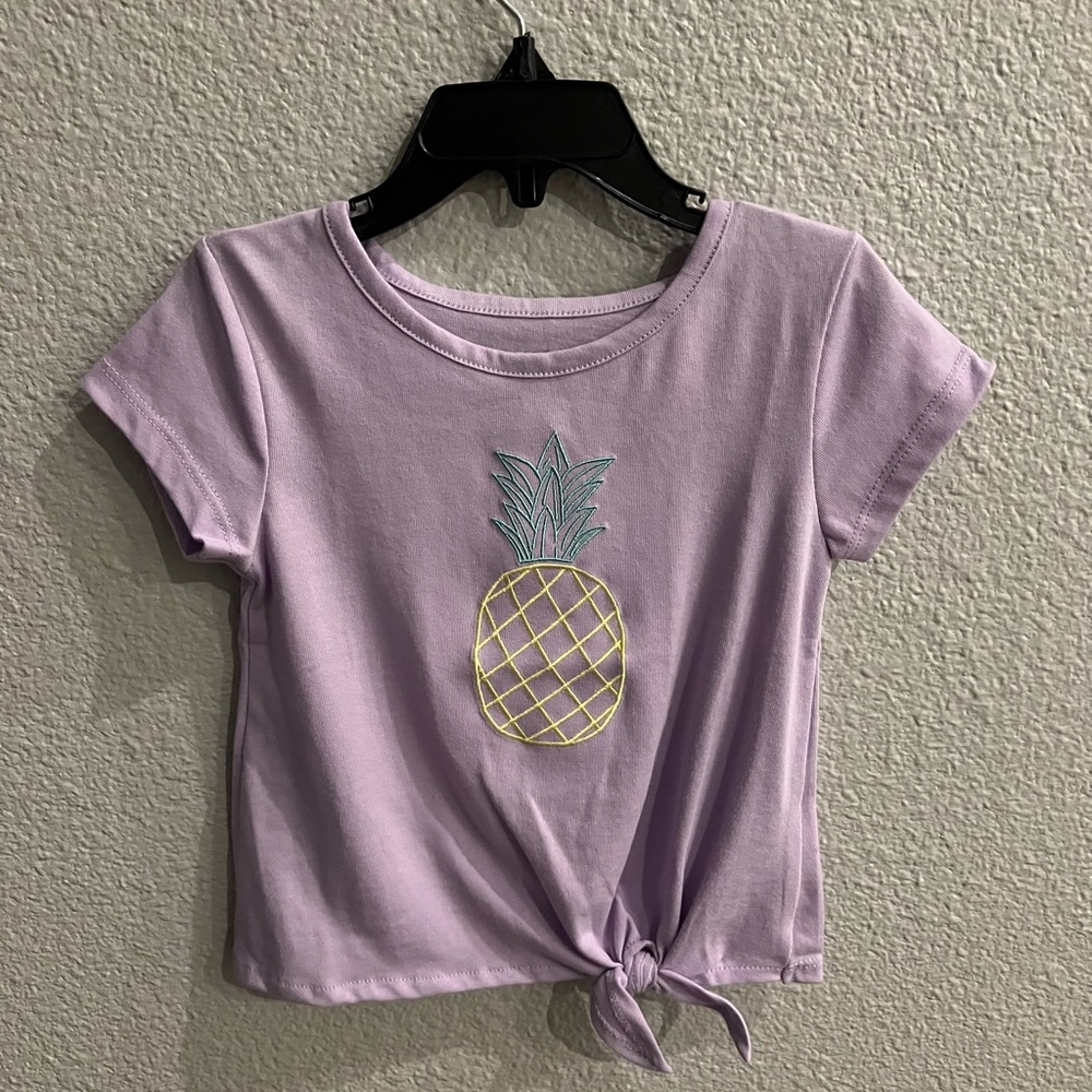 Joe Fresh Pineapple Lilac‎ Toddler T Shirt Purple Side Tie Top 3T